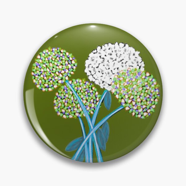 Pom Pom Flowered Bouquet Green Pin