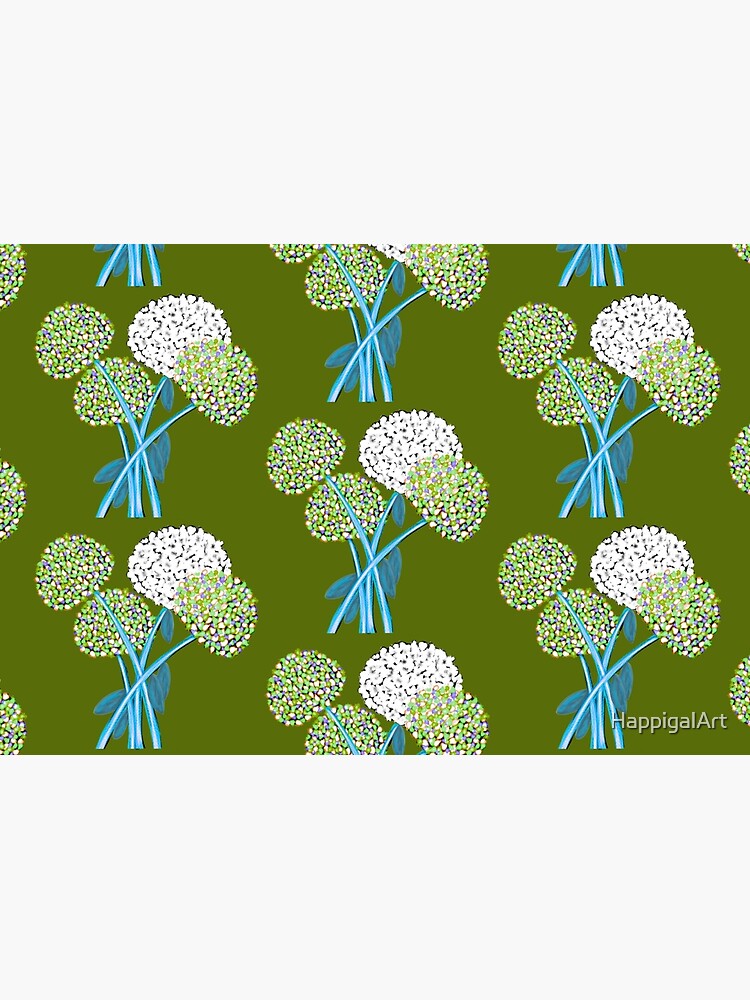 Pom Pom Flowered Bouquet Green by HappigalArt