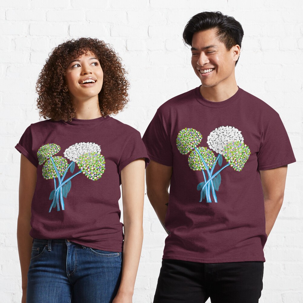 Pom Pom Flowered Bouquet Green Classic T-Shirt