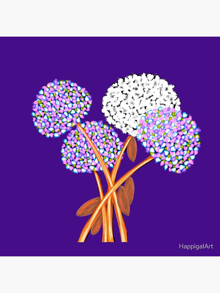 Pom Pom Flowered Bouquet Lavender by HappigalArt