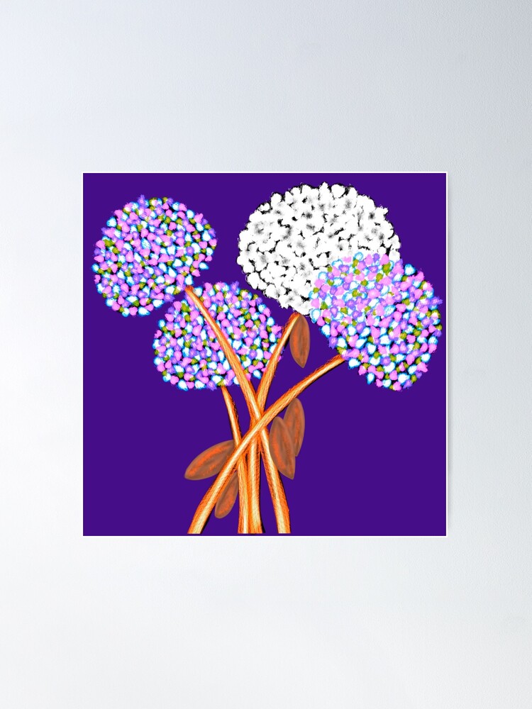 Alternate view of Pom Pom Flowered Bouquet Lavender Poster