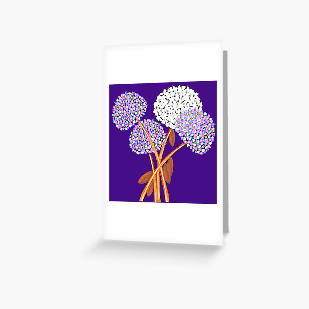 Pom Pom Flowered Bouquet Lavender Greeting Card