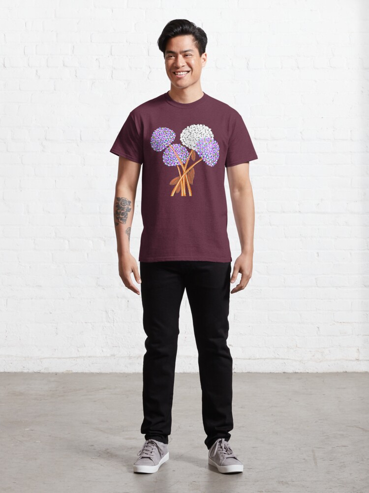 Thumbnail 3 of 7, Classic T-Shirt, Pom Pom Flowered Bouquet Lavender designed and sold by HappigalArt.
