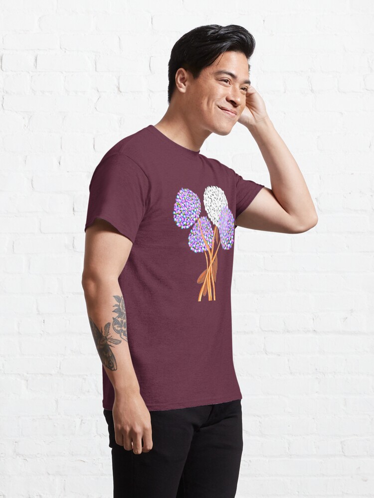 Alternate view of Pom Pom Flowered Bouquet Lavender Classic T-Shirt