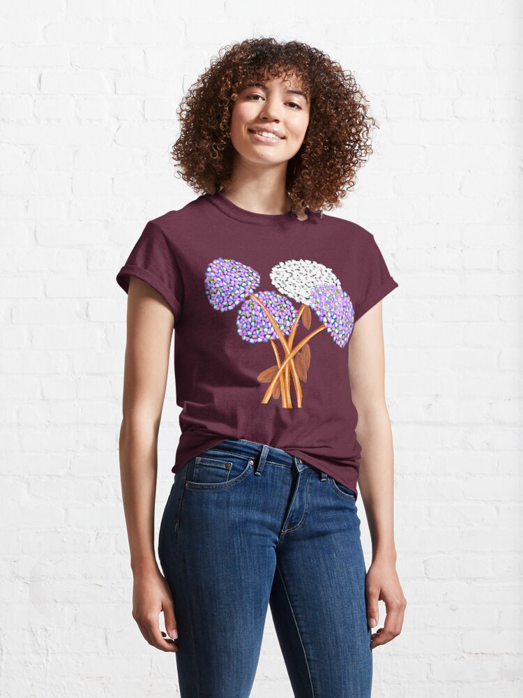 Thumbnail 4 of 7, Classic T-Shirt, Pom Pom Flowered Bouquet Lavender designed and sold by HappigalArt.