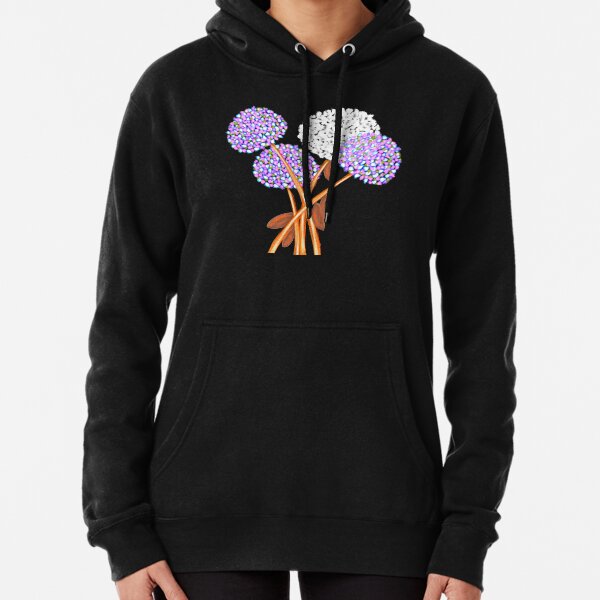 Pom Pom Flowered Bouquet Lavender Pullover Hoodie