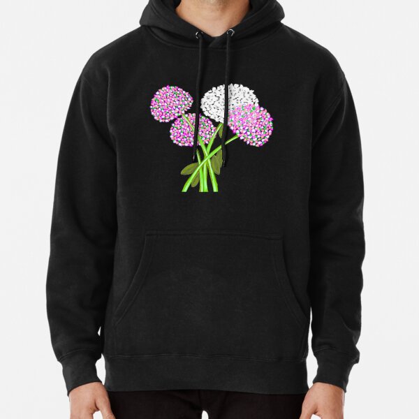 Pom Pom Flowered Bouquet Pink Pullover Hoodie