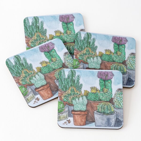Item preview, Cactus collection watercolor art designed and sold by Art-and-bees.