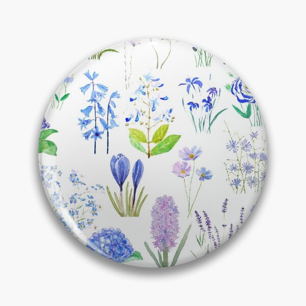 Item preview, hand painted blue and purple flower collection 2020 watercolor  designed and sold by ColorandColor.