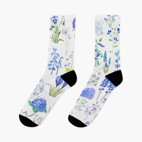Item preview, hand painted blue and purple flower collection 2020 watercolor  designed and sold by ColorandColor.