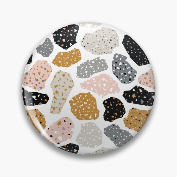 Item preview, Terazzo Mustard Yellow Pink Gray and Black on White Pattern designed and sold by Alicia Chee.