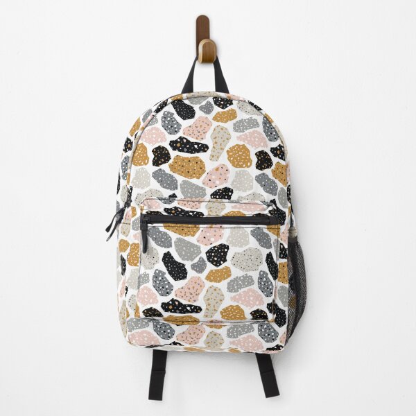 Item preview, Terazzo Mustard Yellow Pink Gray and Black on White Pattern designed and sold by Alicia Chee.