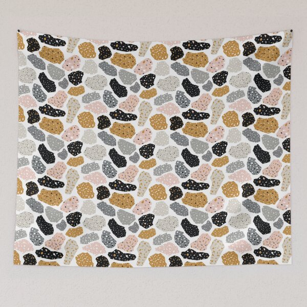 Item preview, Terazzo Mustard Yellow Pink Gray and Black on White Pattern designed and sold by Alicia Chee.