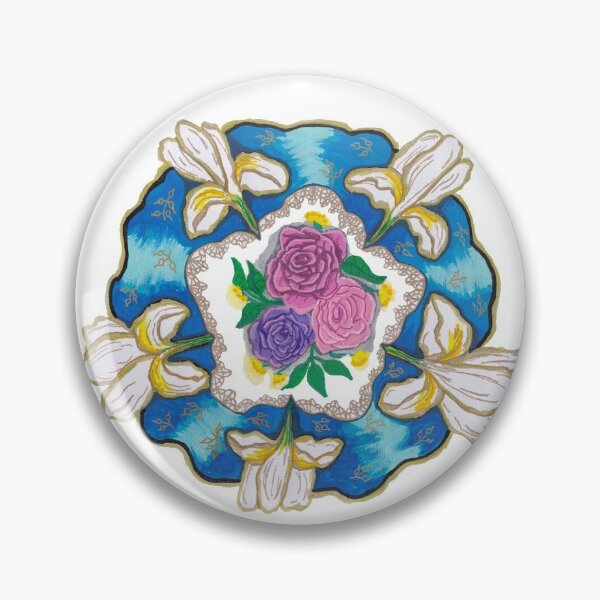 Item preview, Lilies on Blue with Roses designed and sold by KStevensonart.