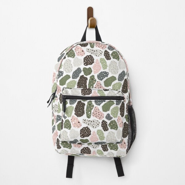 Item preview, Terazzo Olive Green Pink Gray and Charcoal Black on White Pattern designed and sold by Alicia Chee.