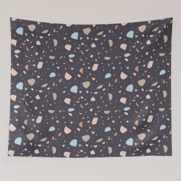 Item preview, Terazzo Blue Brown and Orange on Dark Grey Pattern designed and sold by Alicia Chee.
