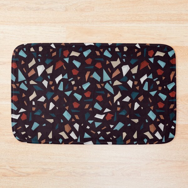 Item preview, Terazzo Maroon Red Blue Brown and Grey on Dark Grey Pattern designed and sold by Alicia Chee.