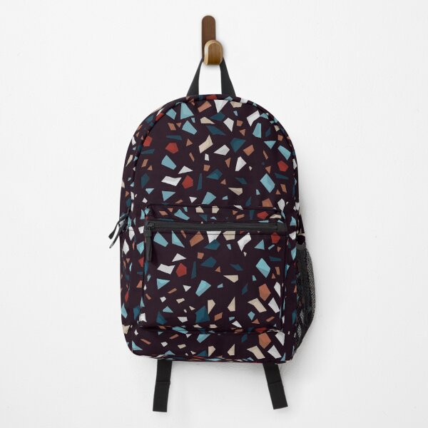 Item preview, Terazzo Maroon Red Blue Brown and Grey on Dark Grey Pattern designed and sold by Alicia Chee.
