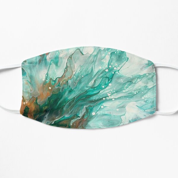 Copper, Gold, and Green Abstract Fluid Art Splash Nature Painting Mask