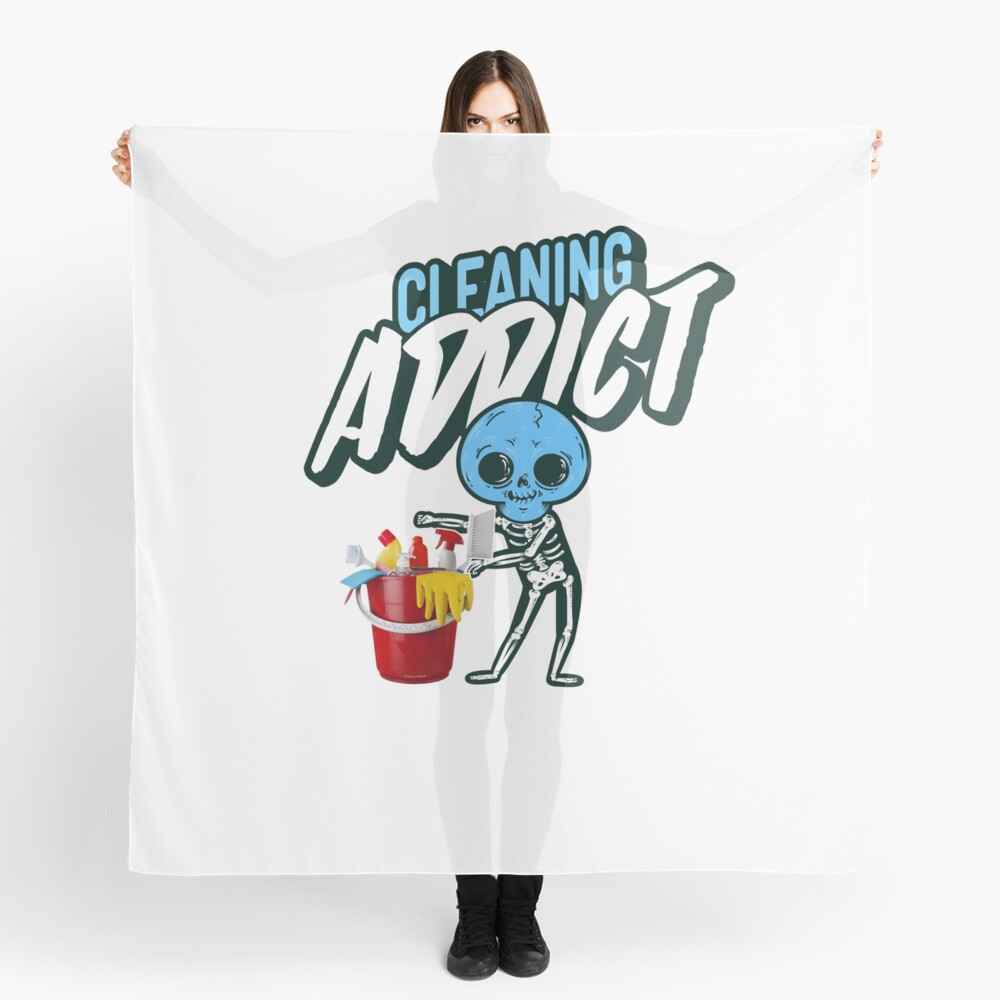 Cleaning Addict, Housekeeping Humor, Halloween Skeleton Scarf