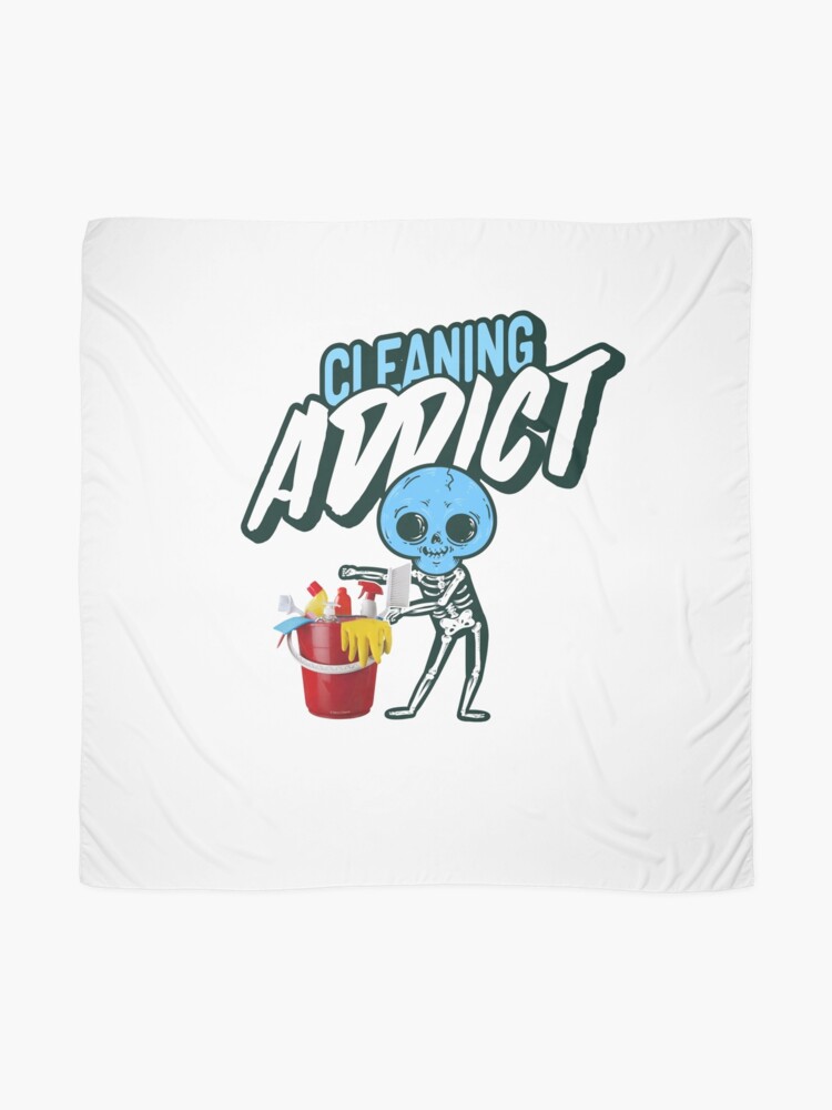 Alternate view of Cleaning Addict, Housekeeping Humor, Halloween Skeleton Scarf