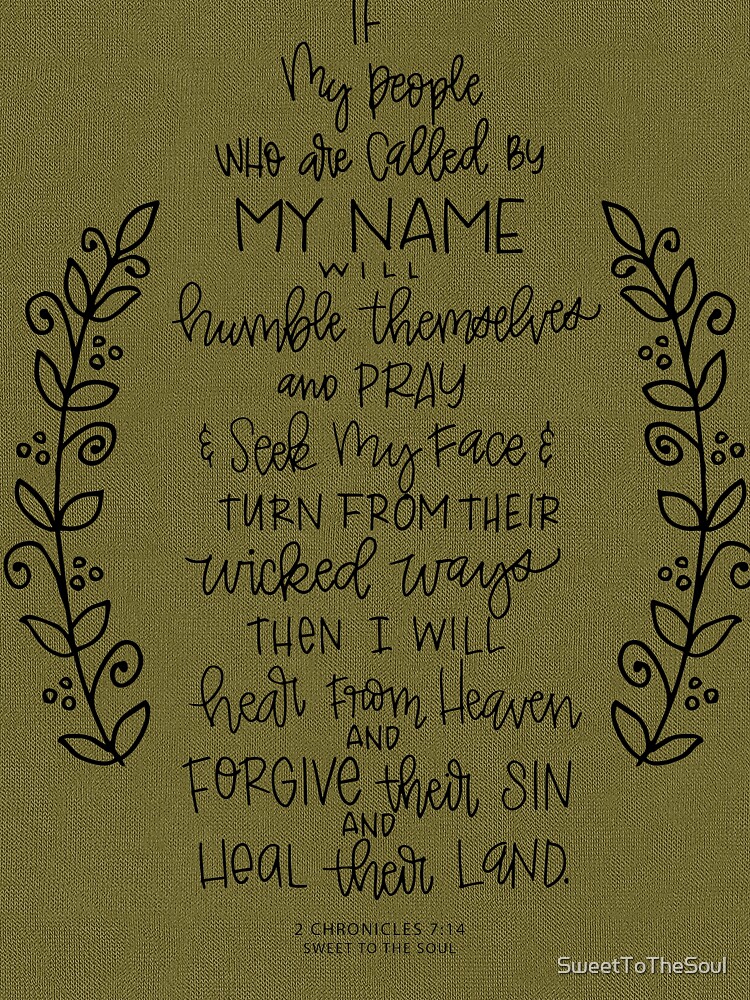 Thumbnail 6 of 6, Tri-blend T-Shirt, hand lettered scripture art - 2 Chronicles 7:14 designed and sold by SweetToTheSoul.