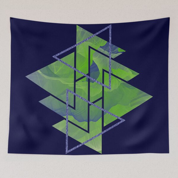Item preview, Bright Green Blue Smoke Triangles designed and sold by Shapes-Mania.