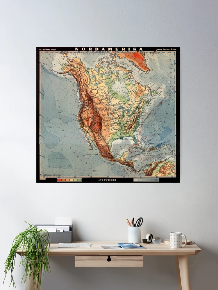 1950 Vintage Map of North America