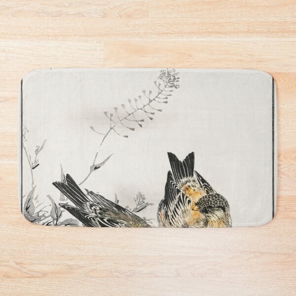 Item preview, small japanese greenfinch and shepherd39s purse illustration 43380649231 designed and sold by Bird-Lore.