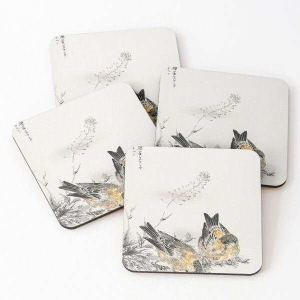 Item preview, small japanese greenfinch and shepherd39s purse illustration 43380649231 designed and sold by Bird-Lore.
