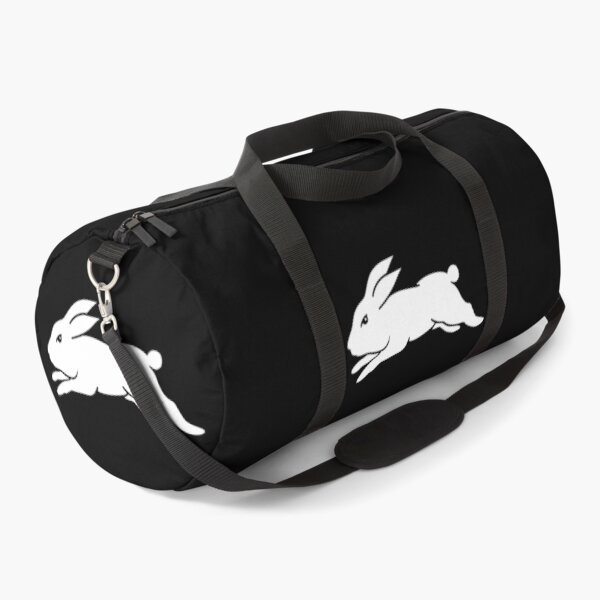 South Sydney Rabbitohs - White Rabbit on Black Duffle Bag