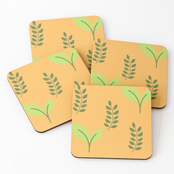Item preview, green leaves orange background designed and sold by Yaa2.