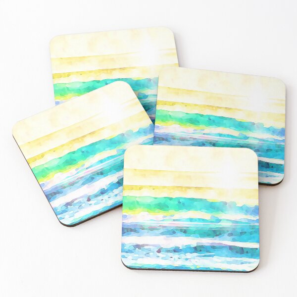 Item preview, Sunshine Over Blue Waves and Beach, Impressionist Watercolor Painting Print designed and sold by iASunshine.