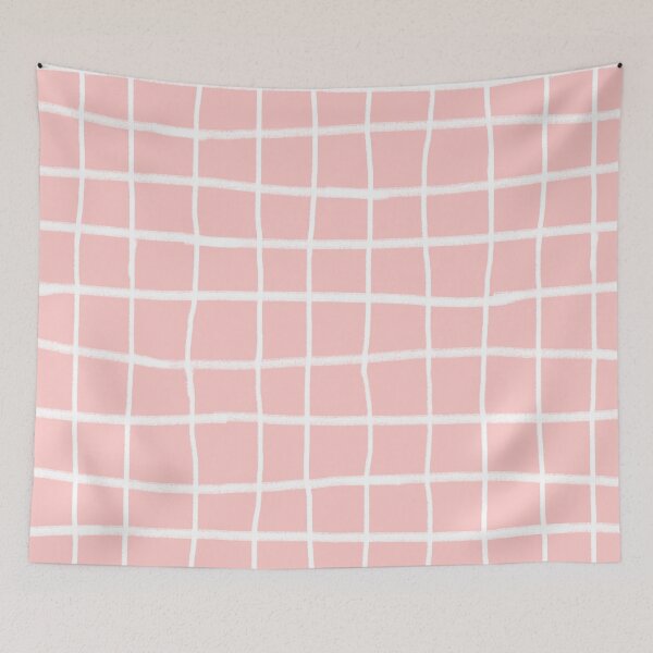 Item preview, hand drawn pastel grid pattern (pink / white) designed and sold by citrusapple.