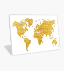 Vinilo para portátil Mapa mundial Oro Vintage