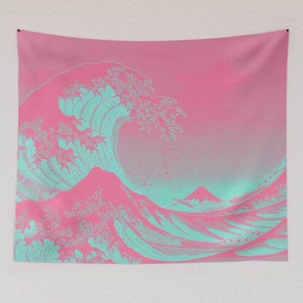 Item preview, Pastel Pink blue the great wave of kanagawa designed and sold by Japanculture.