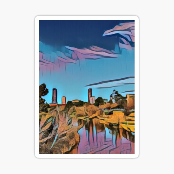City view from riverbank - Adelaide City - South Australia Sticker