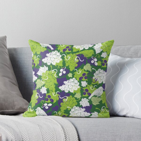 Item preview, Vector green grape vine illustration with leaves and bird hand drawn repeat pattern.  designed and sold by jamiesoondesign.