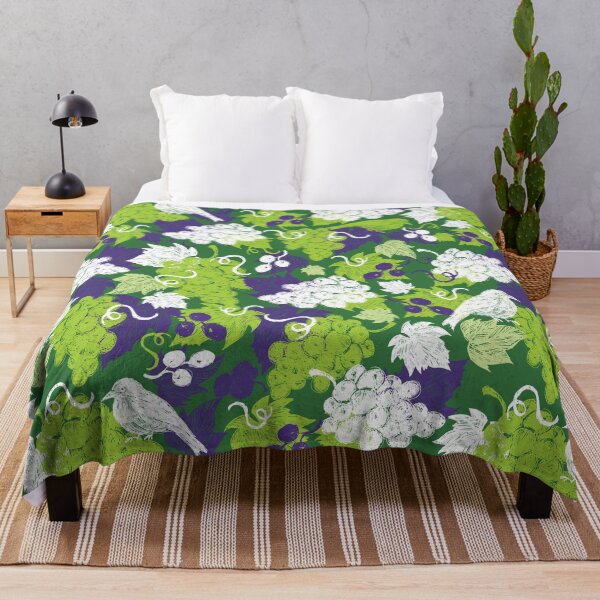 Item preview, Vector green grape vine illustration with leaves and bird hand drawn repeat pattern.  designed and sold by jamiesoondesign.