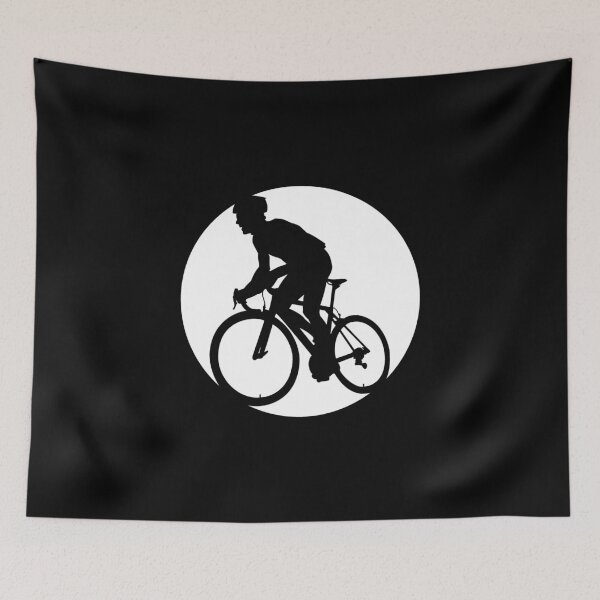 Item preview, Cyclist Climbing Black and White Circle designed and sold by RabeDesigns.