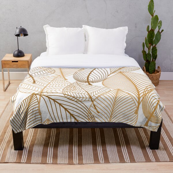 Golden Leaves Throw Blanket