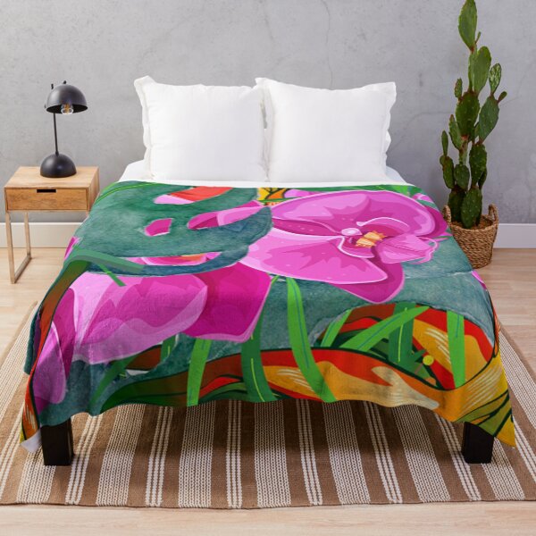 Item preview, Tropical orchid floral pattern multicolor theme designed and sold by dreamofdenim.