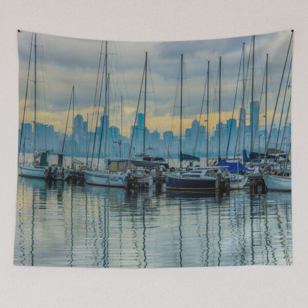 Item preview, Sail Masts and the Melbourne Skyline - Williamstown, Victoria designed and sold by Steven Jodoin.