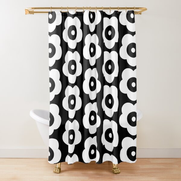 Odd Cross Reversed Black and White Sun flower Goes On Bubble Merch Shower Curtain