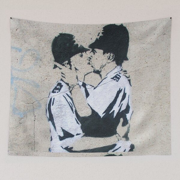 Item preview, Banksy Kissing Coppers Stencil Graffiti designed and sold by WE-ARE-BANKSY.