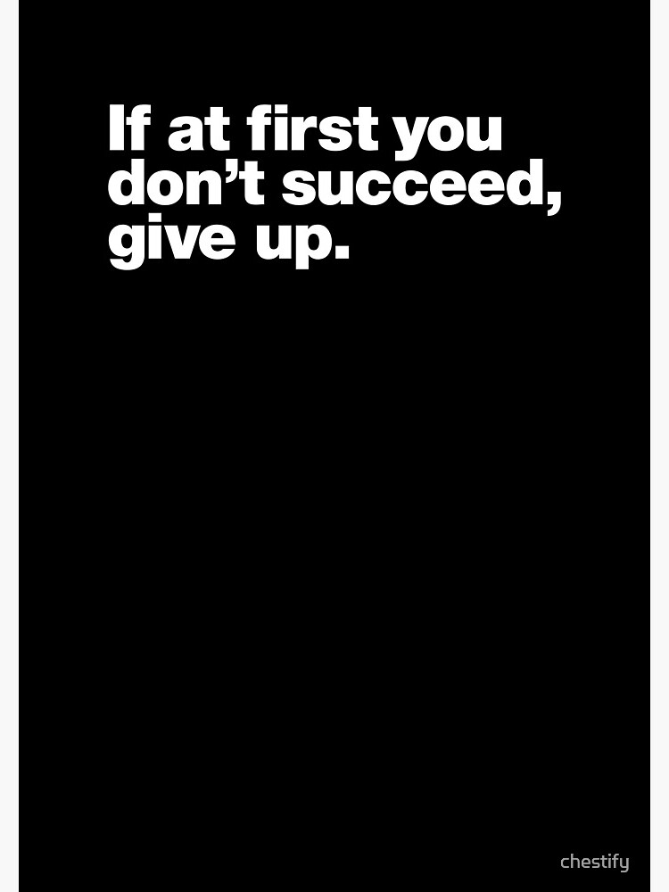 If at first you don't succeed, give up. by chestify