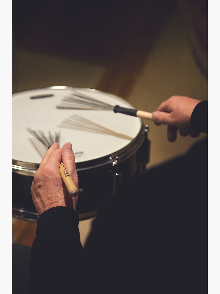 "Drummer using brushes on the snare drum" Poster by crawforddesign Redbubble