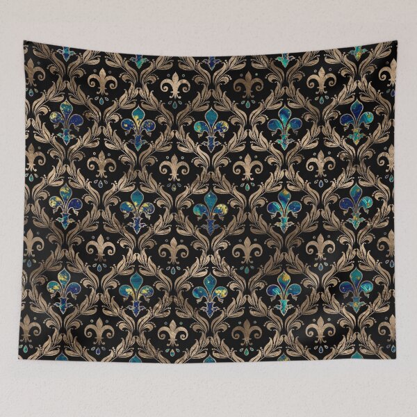 Item preview, Fleur-de-lis pattern marble and gold designed and sold by k9printart.