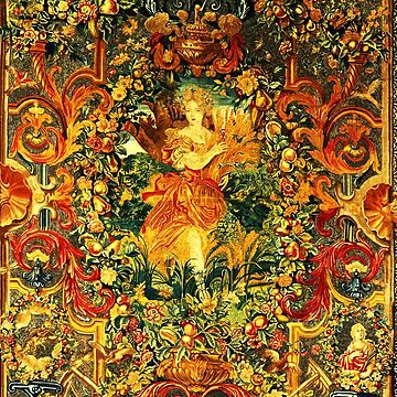 Artwork thumbnail, SEASONS AND ELEMENTS,SUMMER FLORA, LOUIS XIV French Royal Embroidery Tapestry Detail by BulganLumini