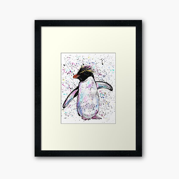 Gloria the Rockhopper - Colourful Animal Framed Art Print